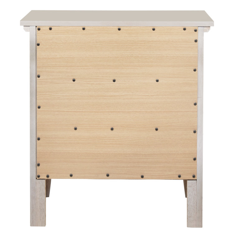 Hammond 3-Drawer Silver Champagne Wood Nightstand