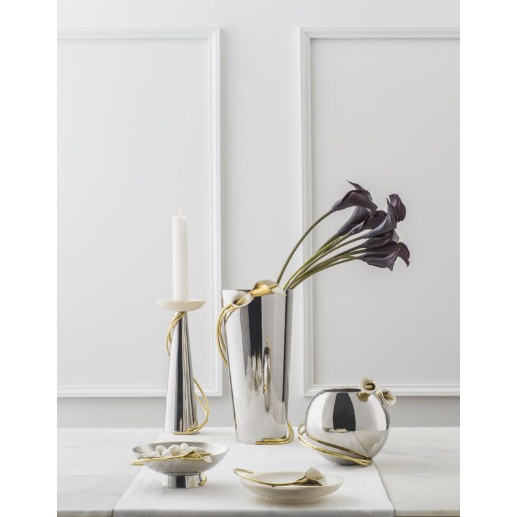 Calla Lily 13" Silver Metal Table Vase