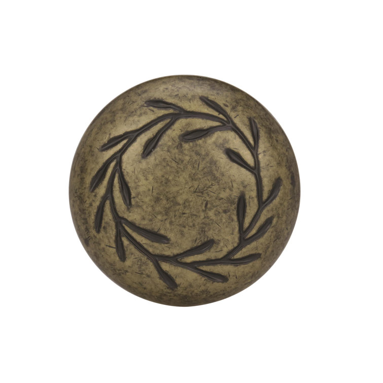 Weathered Brass Round Cabinet Knob with Mounting Hardware