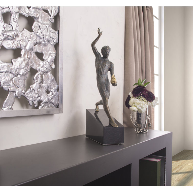 Prometheus Patinated Brass and Granite Statue