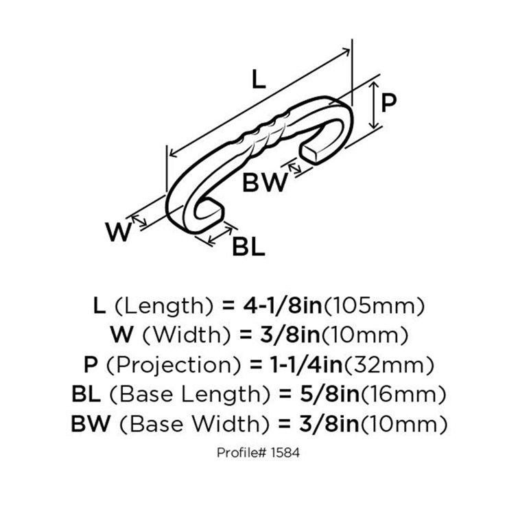 Satin Nickel 5 1/16" Center to Center Arch Cabinet Pull