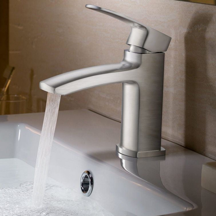 Brushed Nickel Single Hole Modern Bathroom Faucet