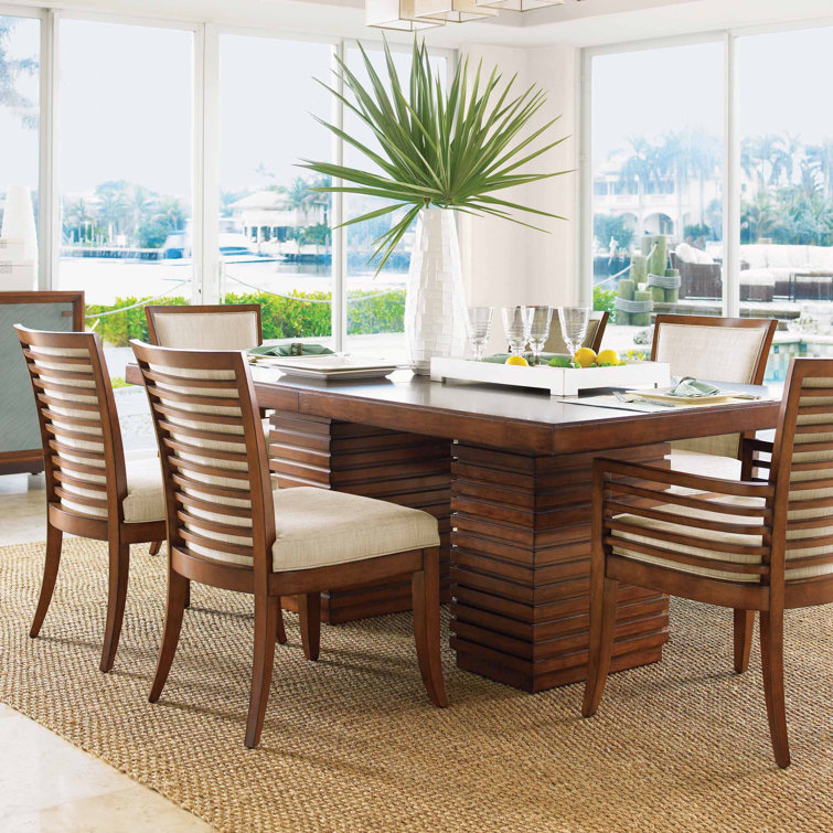 Transitional Extendable Brown Wood Dining Table for Eight