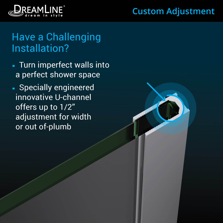 Unidoor Plus 61" Frameless Clear Glass Hinged Shower Door