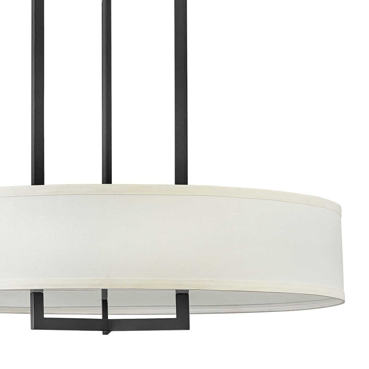 Buckeye Bronze Drum Chandelier with Off-White Linen Shade