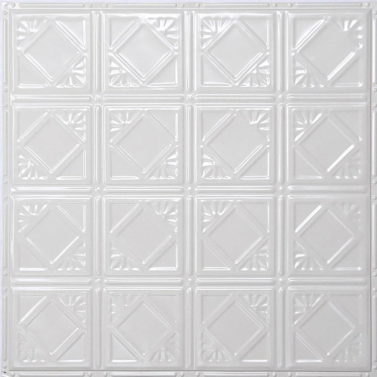Bright White Gloss 24" x 24" Metal Tin Ceiling Tiles