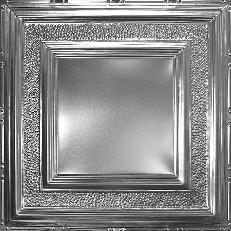 Brushed Satin Nickel 24" x 24" Tin Nail-Up Ceiling Panels, 5-Pack