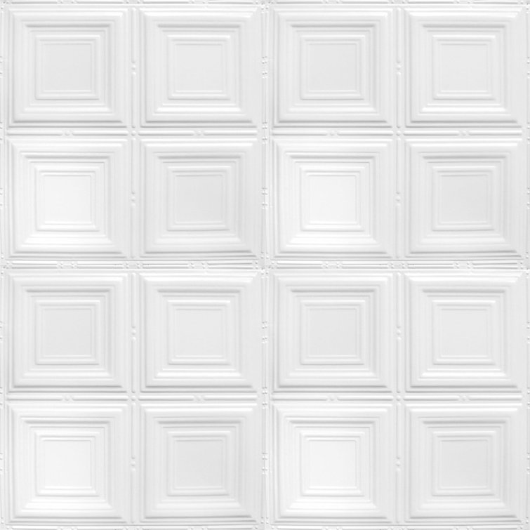Bright White Satin 24 x 24 inch Metal Tin Ceiling Tiles