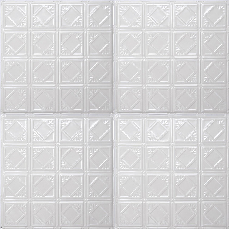 Bright White Gloss 24" x 24" Metal Tin Ceiling Tiles