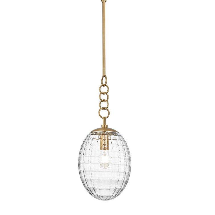 Venice Globe Pendant in Aged Brass with Clear Optic Glass