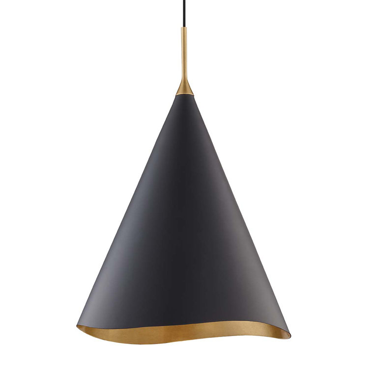 Martini Gold Leaf and Black Aluminum 1-Light Pendant