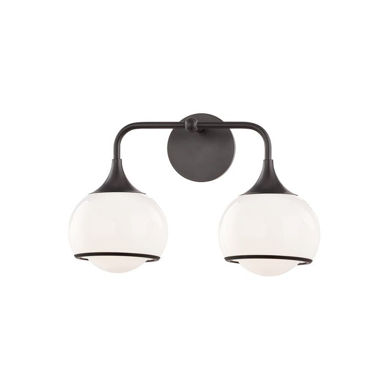 Reese Dual-Shade Opal Glass 2-Light Sconce in Old Bronze