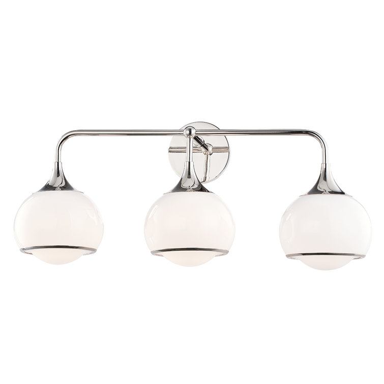 Elegant 3-Light Polished Nickel Sconce with Opal Glass Shade