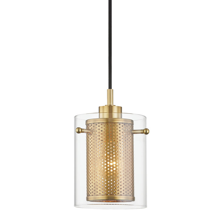 Elanor Aged Brass and Clear Glass 1-Light Pendant