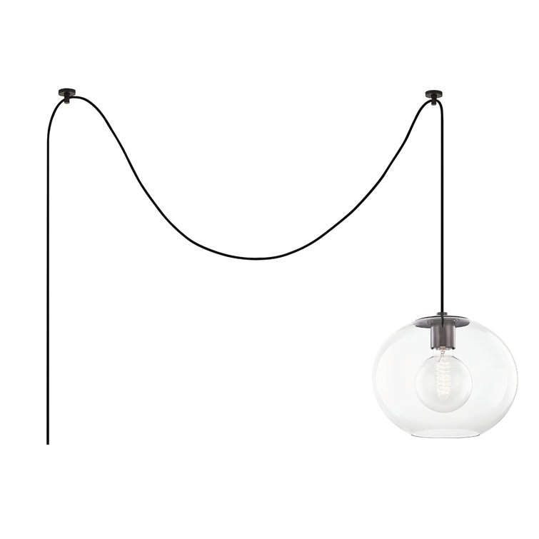 Aged Brass Globe Pendant with Clear Glass Shade - Indoor/Outdoor