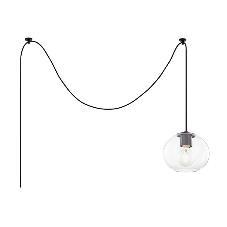 Aged Brass Globe Pendant with Clear Glass Shade - Indoor/Outdoor