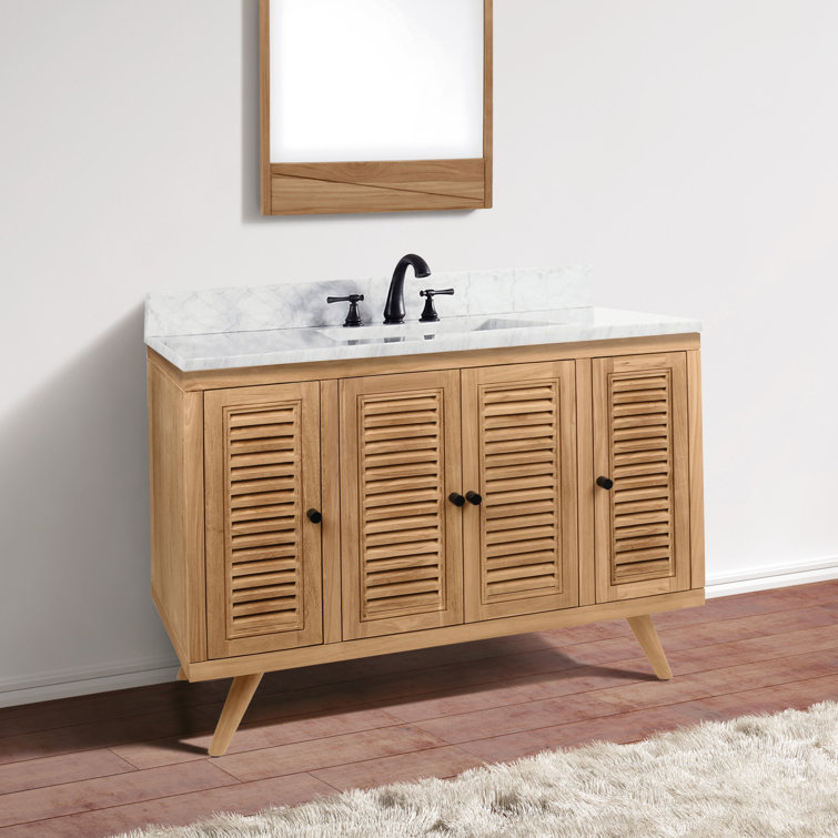 Harper 49" Teak and Marble Transitional Freestanding Vanity