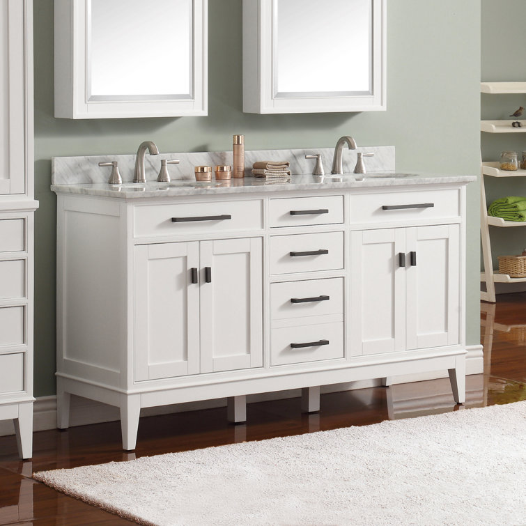 Elegant 60" Tobacco Solid Wood Double Vanity Base Only