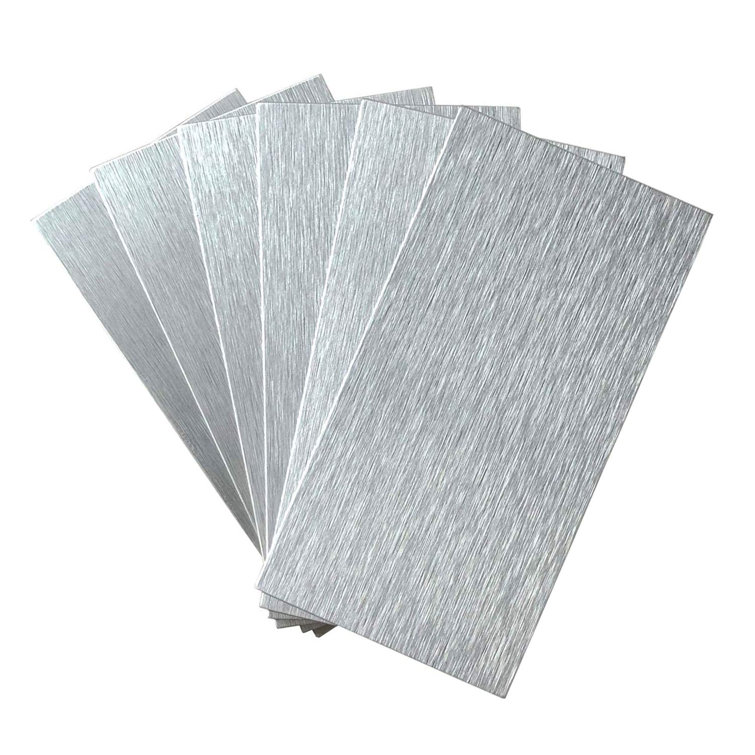 Brushed Aluminum 6'' x 3'' Peel and Stick Rectangular Wall Tiles