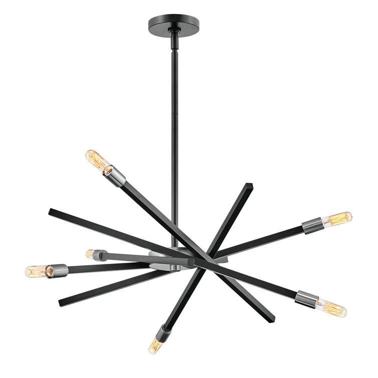 Mini Heritage Brass Sputnik 6-Light Chandelier with Black Accents