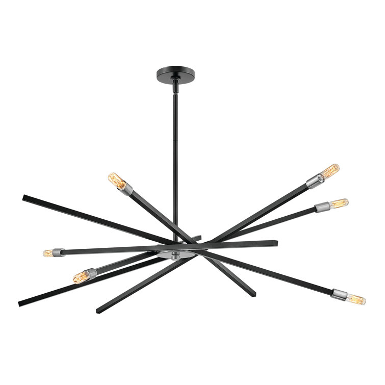 Mini Sputnik 6-Light Chandelier in Satin Black with Articulating Arms