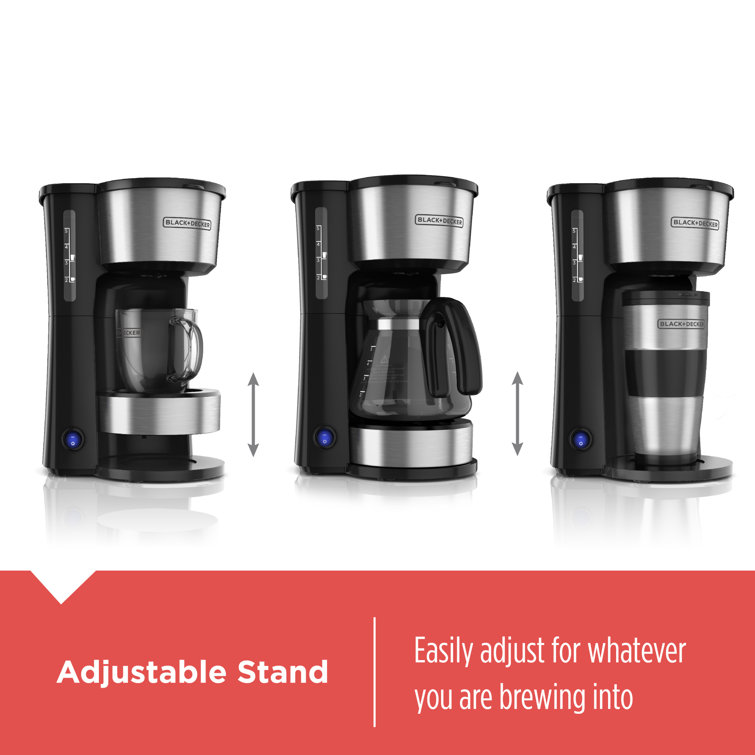 Black and Silver 5-Cup 4-in-1 Coffee Maker with Thermal Mug