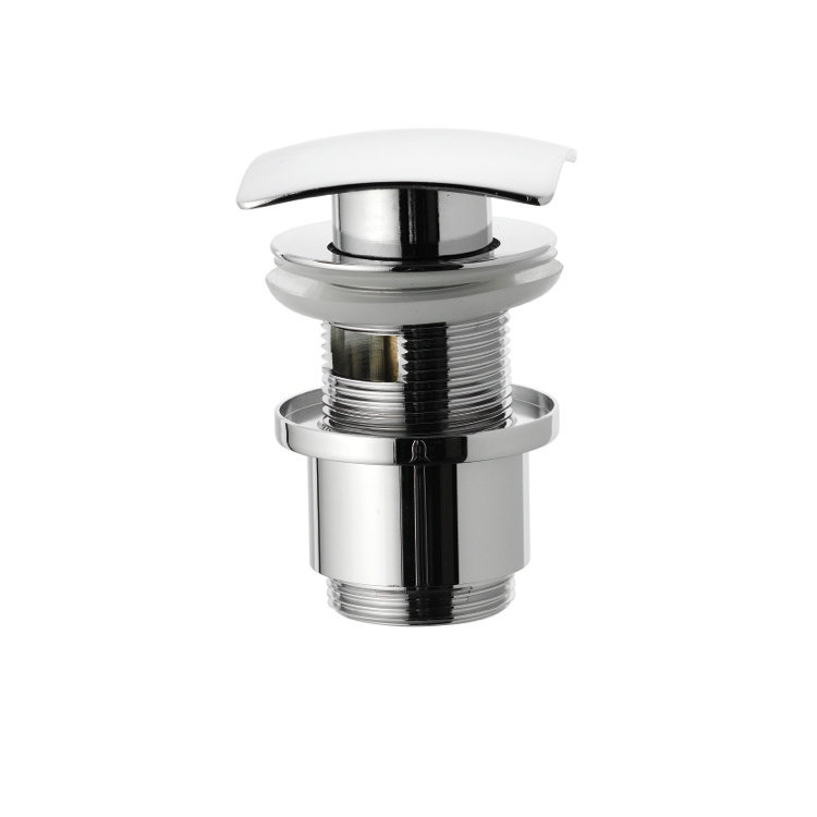 Chrome Square Brass Bathroom Sink Pop-Up Drain