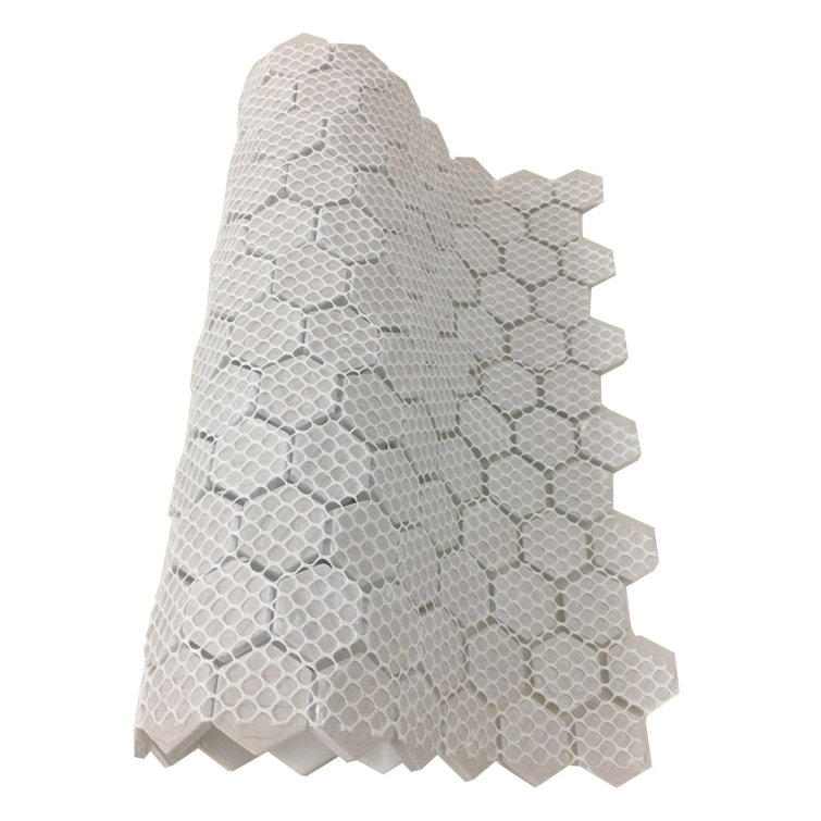 Hexagon Matte White and Black Porcelain Mosaic Tile Sheets for Kitchen and Bathroom