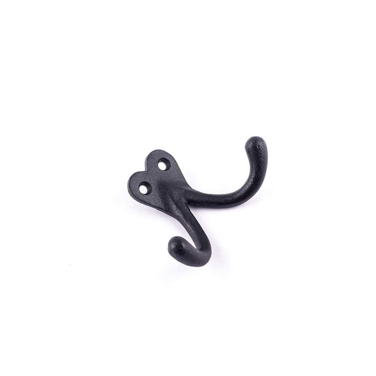 Black Wrought Iron Double Wall Hook Set of 3
