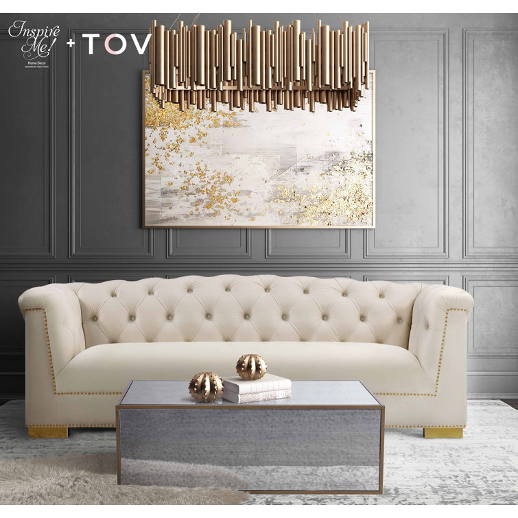 Antique Smoky Mirrored Rectangular Coffee Table with Brass Frame