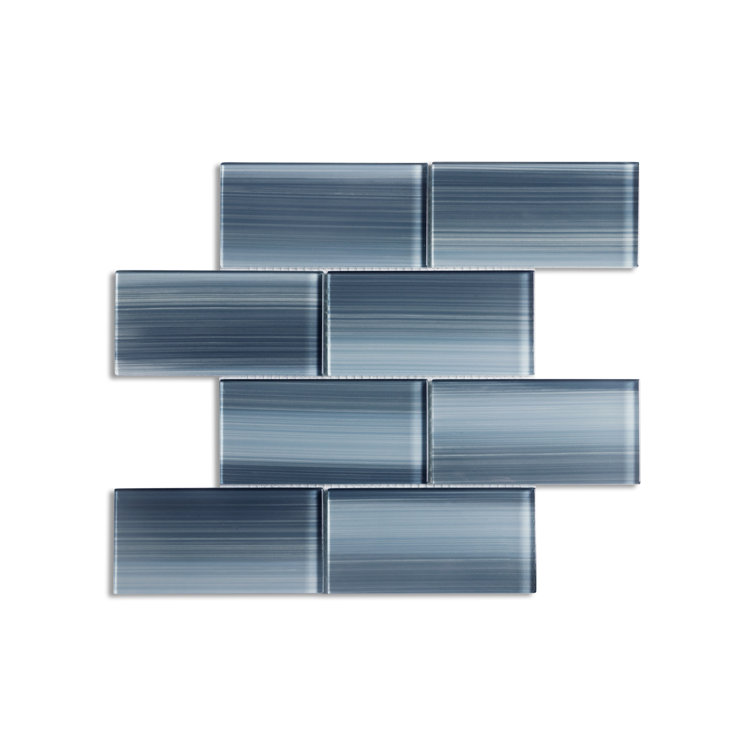 Hand Painted Shades of Gray 3" x 6" Glass Subway Tile