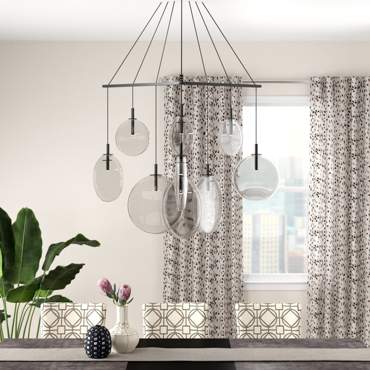 Cantina 9-Light Black and Clear Glass LED Pendant