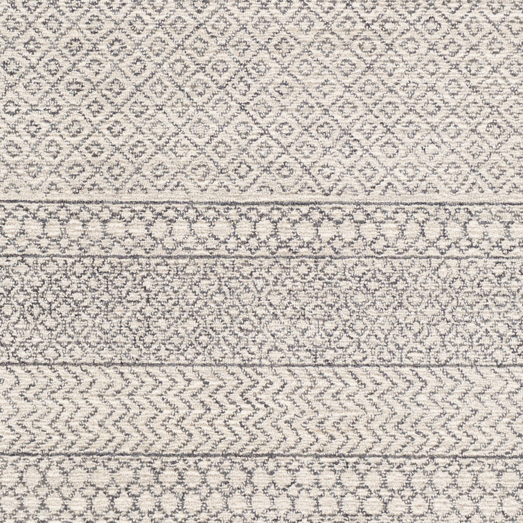 Handmade Black and Beige Wool Tufted Runner Rug
