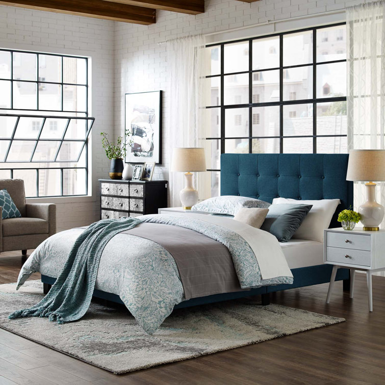 Melanie White King Velvet Tufted Upholstered Platform Bed