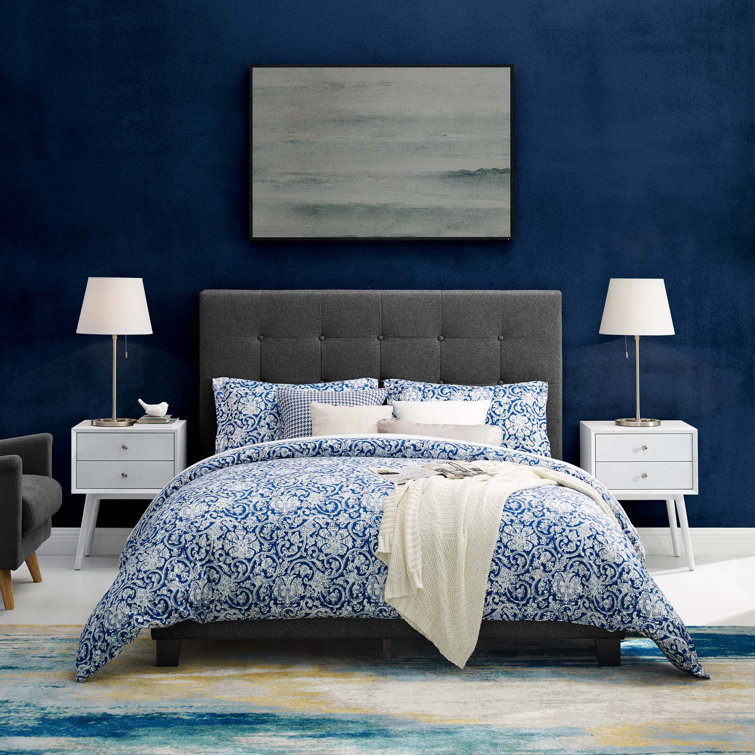 Melanie White King Velvet Tufted Upholstered Platform Bed