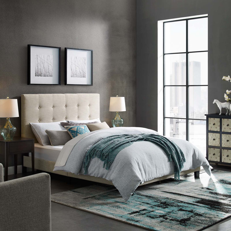 Melanie White King Velvet Tufted Upholstered Platform Bed