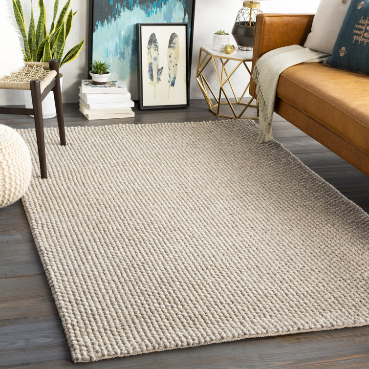Ivory Flatweave Wool Blend Rectangular Rug