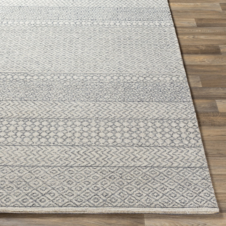 Handmade Black and Beige Wool Tufted Runner Rug