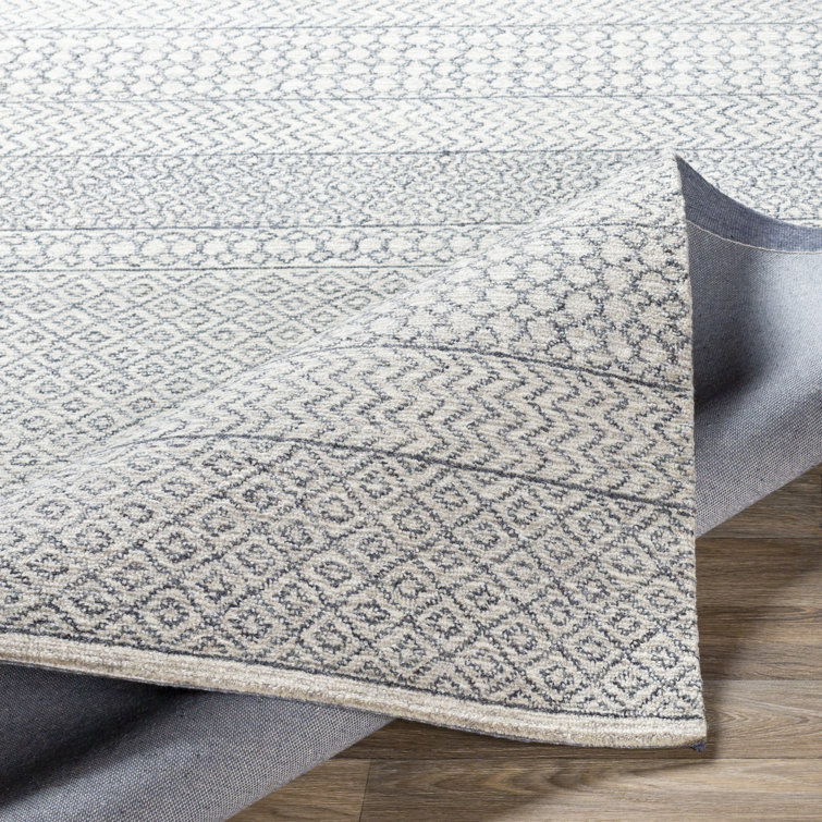 Handmade Black and Beige Wool Tufted Runner Rug