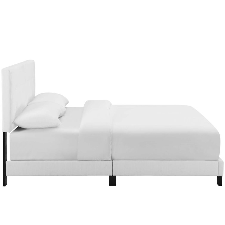 Melanie White King Velvet Tufted Upholstered Platform Bed