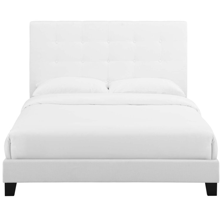 Melanie White King Velvet Tufted Upholstered Platform Bed