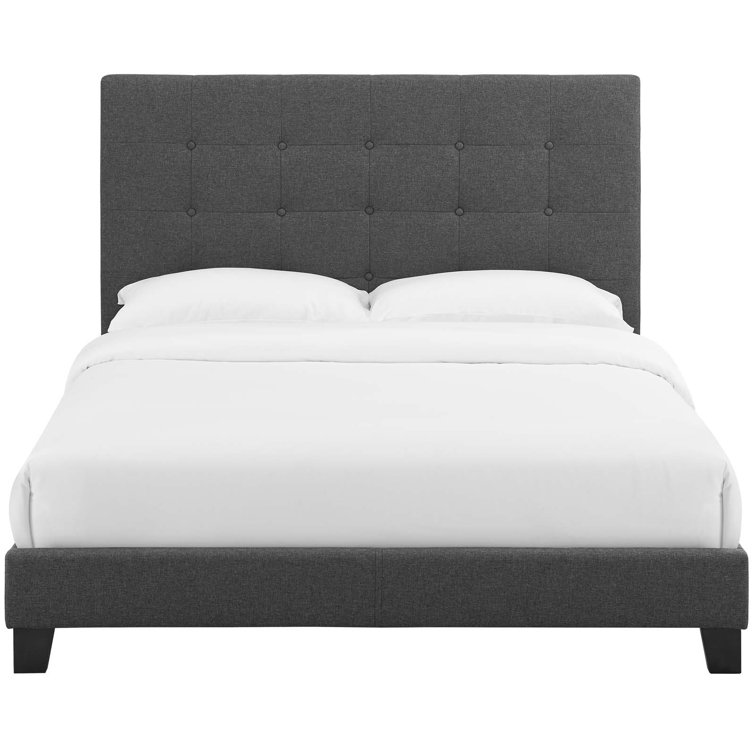 Melanie White King Velvet Tufted Upholstered Platform Bed