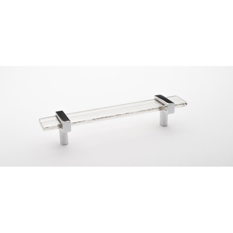 Adjustable 7" Polished Chrome and Clear Glass Bar Pull