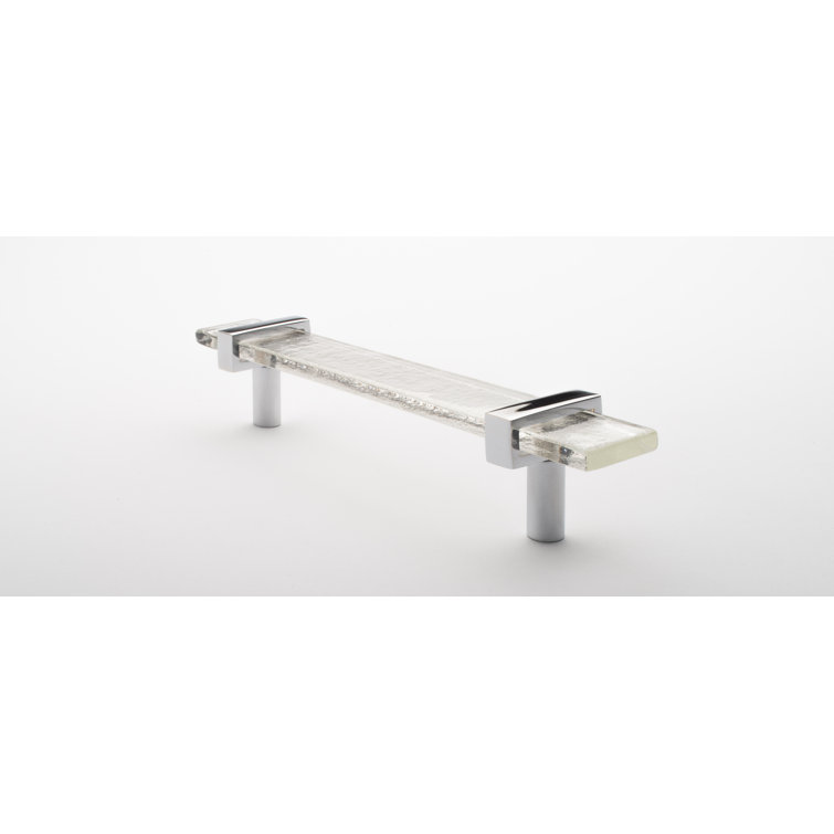 Adjustable 7" Polished Chrome and Clear Glass Bar Pull