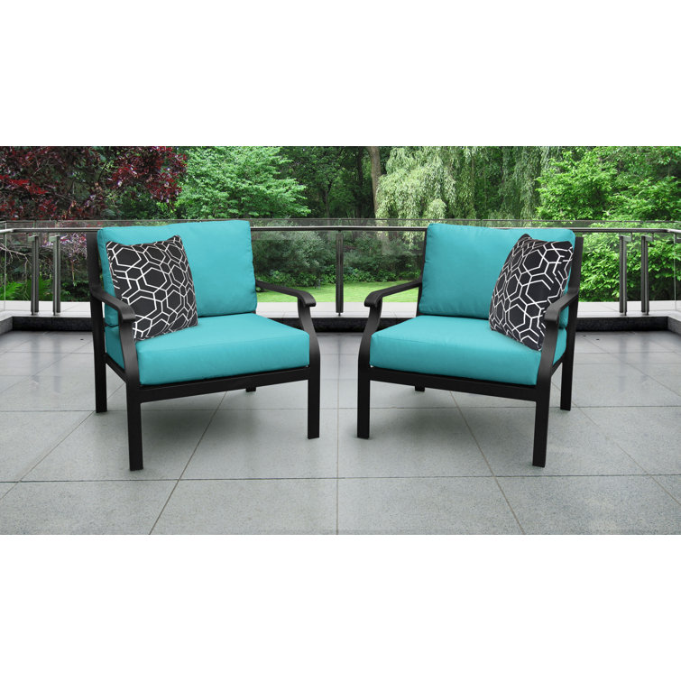 Madison Aqua Cushions Matte Black Aluminum 2-Piece Lounge Chair Set