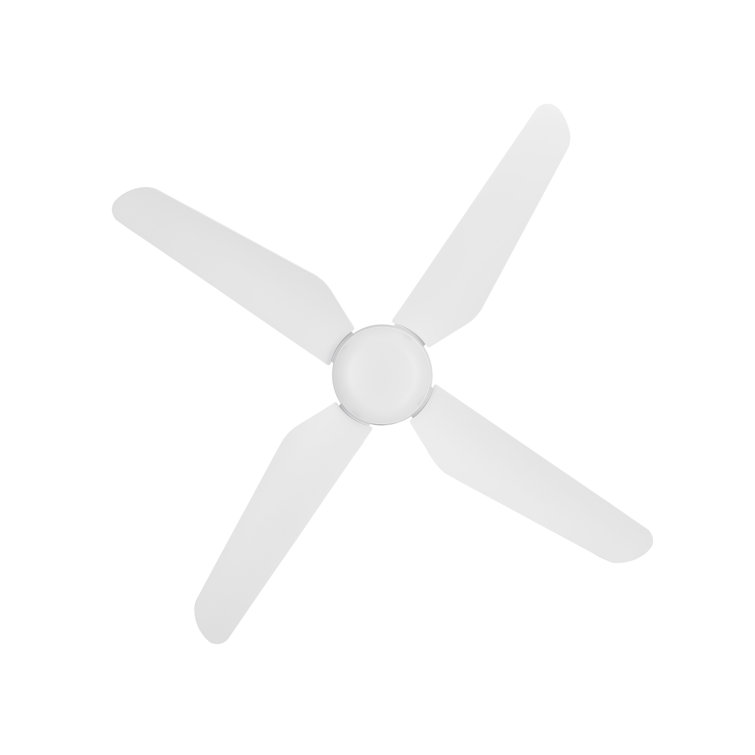 White Low Profile 52'' Ceiling Fan with Remote and LED Light