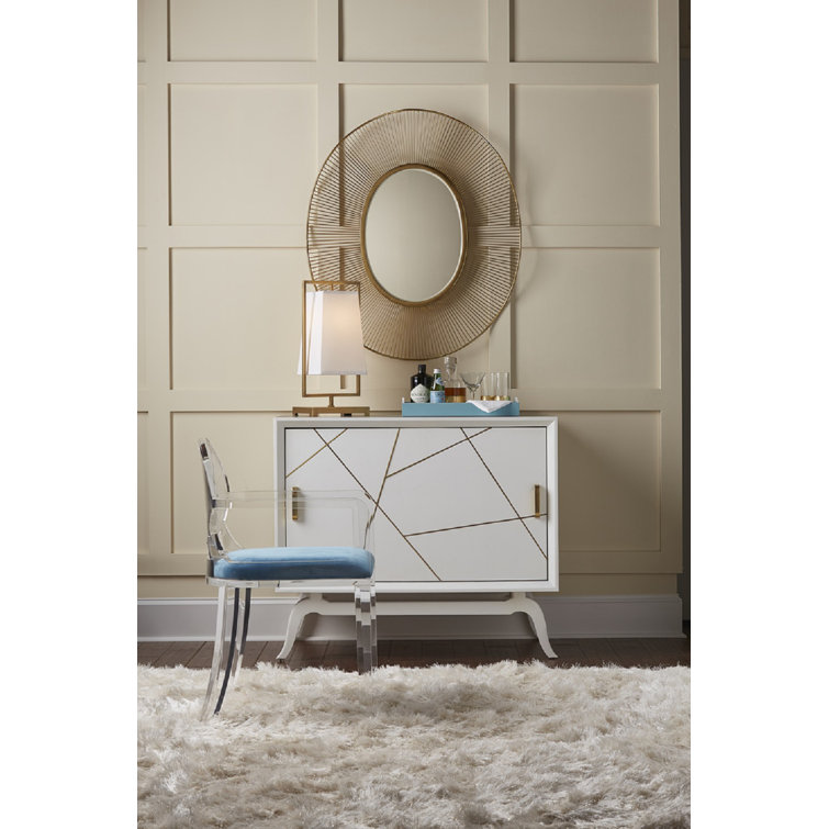 Sinatra White and Yarmouth Blue 42'' Polished Brass Bar Cabinet