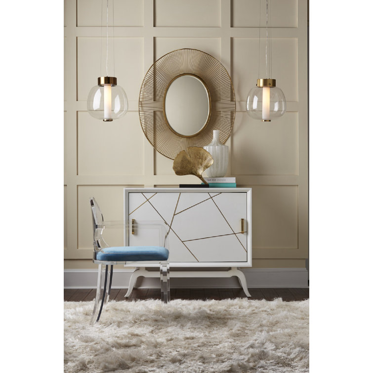 Sinatra White and Yarmouth Blue 42'' Polished Brass Bar Cabinet