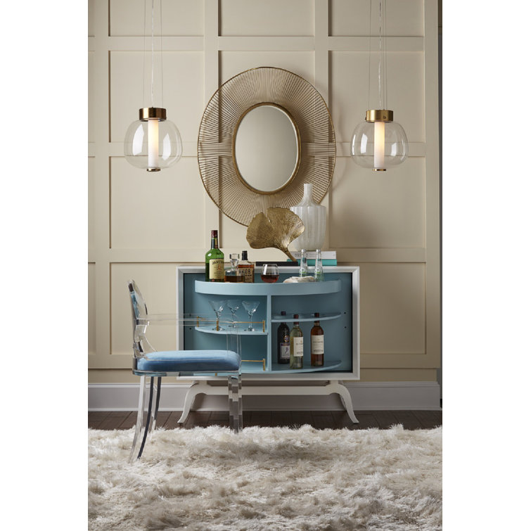 Sinatra White and Yarmouth Blue 42'' Polished Brass Bar Cabinet