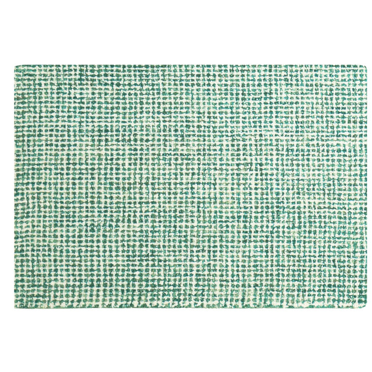 Harrison Handmade Tufted Green Wool Rectangular Area Rug 36" x 24"